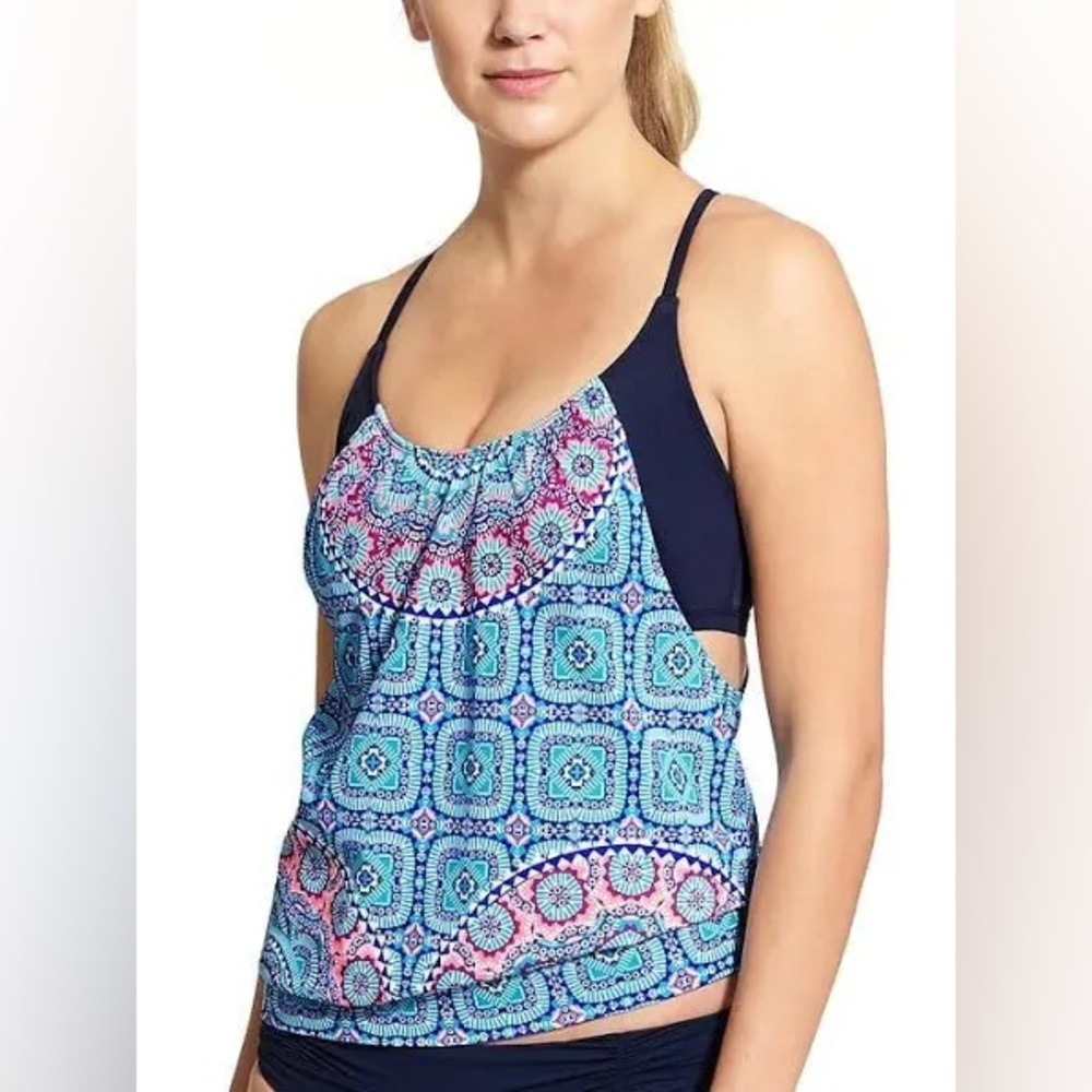 Athleta Fiji Blousy Tankini Top 34 B/C